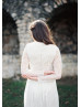 Long Sleeve Ivory Lace Buttons Back Wedding Dress